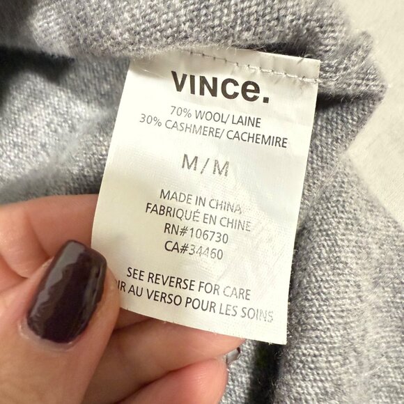 Vince Wool Cashmere Blend Gray Scoop Neck Sweater Size M - Picture 4 of 7